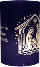 Windlicht Weihnachten Heilige Nacht Windlicht blau mit Tannenbaum-Design in Grün