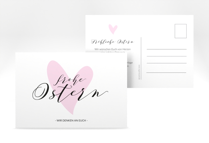 Osterkarte Osterherz A6 Postkarte rosa