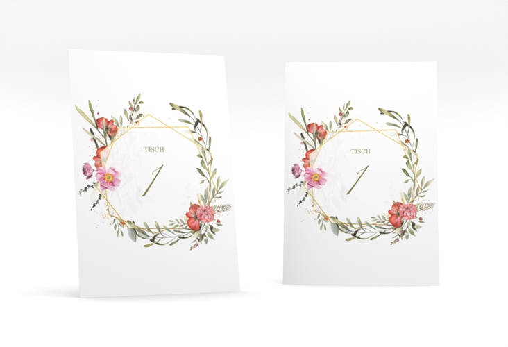 Tischnummer Hochzeit Sommergarten Tischaufsteller weiss
