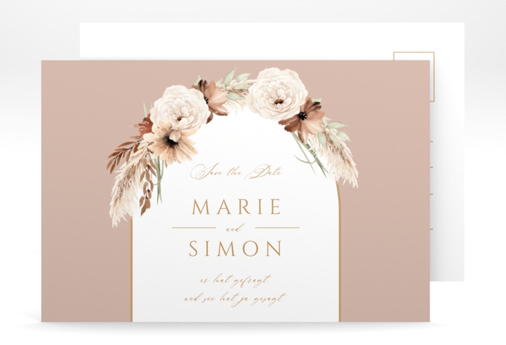 Save the Date-Postkarte Blumenbogen A6 Postkarte rosa