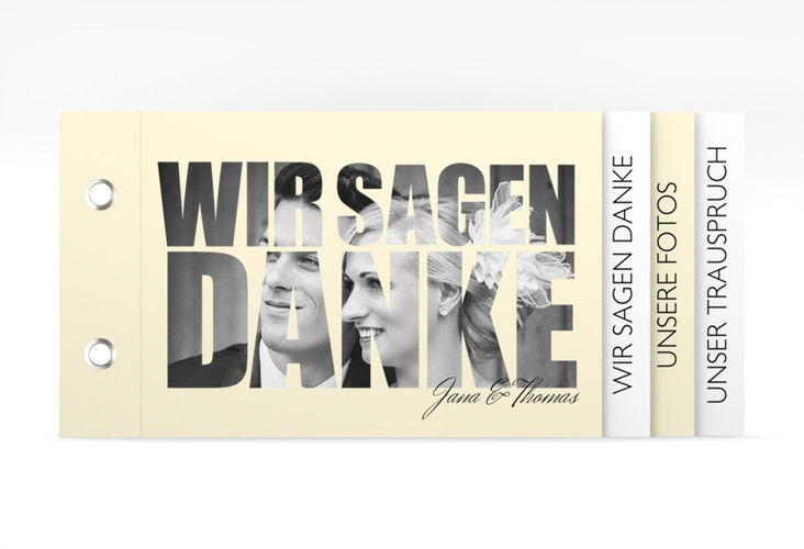 Danksagungskarte Hochzeit Letters Booklet beige hochglanz