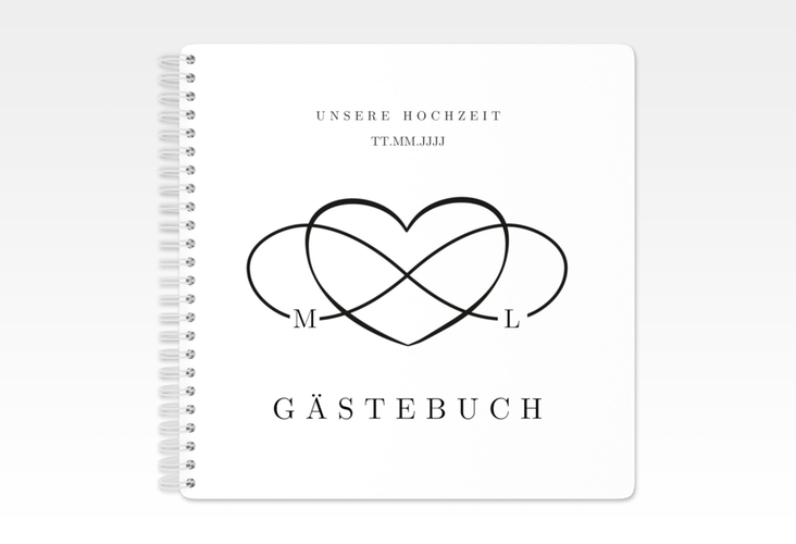 Gästebuch Hochzeit Infinity Ringbindung schwarz