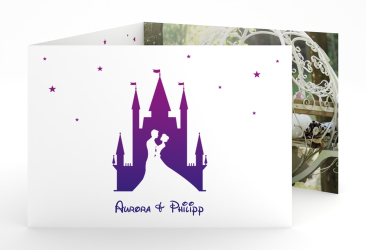 Hochzeitseinladung Castle A6 Doppel-Klappkarte