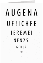 Einladung Geburtstag Sehtest A6 Klappkarte hoch weiss