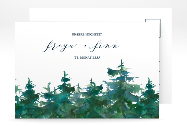 Save the Date-Postkarte Evergreen A6 Postkarte weiss