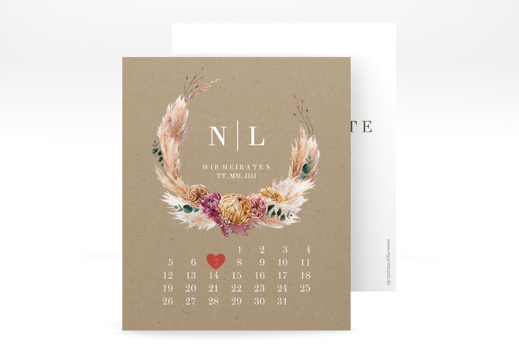 Save the Date-Kalenderblatt Bohochic Kalenderblatt-Karte hochglanz