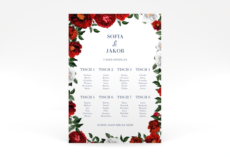 Sitzplan Poster Hochzeit Florista 50 x 70 cm Poster weiss