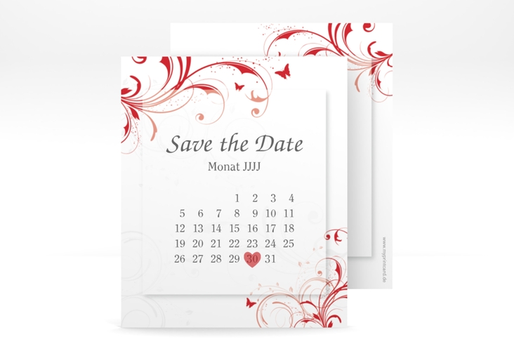 Save the Date-Kalenderblatt Palma Kalenderblatt-Karte rot