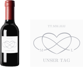 Klick: Details zu Piccoloetikett Hochzeit "Infinity" anzeigen Piccoloetikett Hochzeit Infinity Etikett Piccolo grau