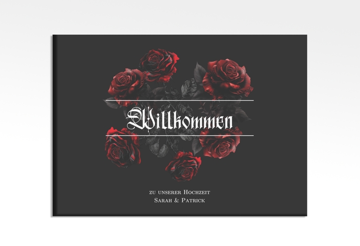 Willkommensschild Leinwand Gothic Rose 70 x 50 cm Leinwand