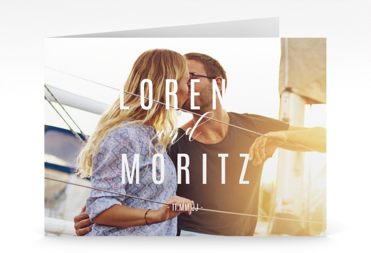 Hochzeitseinladung Memory mittlere Klappkarte quer