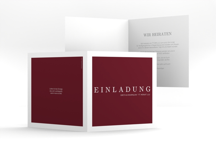 Hochzeitseinladung Simply quadr. Klappkarte rot