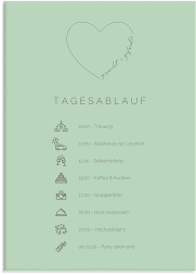 Klick: Details zu Tagesablauf Leinwand Hochzeit "Lebenstraum" anzeigen Tagesablauf Leinwand Hochzeit Lebenstraum 50 x 70 cm Leinwand mint