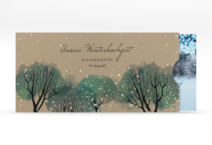 Hochzeitseinladung Winterhochzeit Einsteckkarte Kraftpapier hochglanz