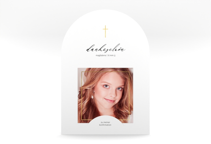 Danksagung Konfirmation Crucis mittlere Bogen-Karte + Foto