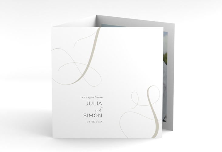 Dankeskarte Hochzeit Eheschließung quadr. Doppel-Klappkarte weiss