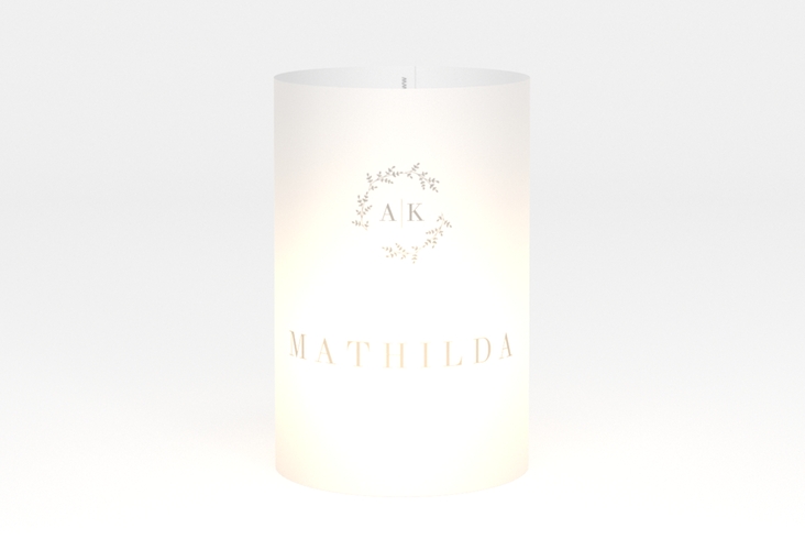 Windlicht Hochzeit Filigrana Windlicht in reduziertem Design mit Initialen und zartem Blätterkranz