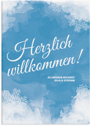 Klick: Details zu Willkommensschild Leinwand "Frozen" anzeigen Willkommensschild Leinwand Frozen 50 x 70 cm Leinwand blau mit Winter-Design