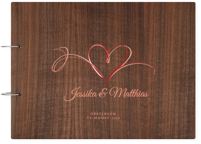 Gästebuch Holzcover Nussbaum Envie Holz-Cover, bedruckt rot