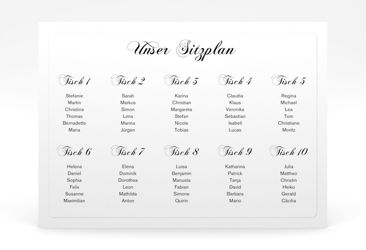 Sitzplan Poster Hochzeit Sweetheart 70 x 50 cm Poster weiss