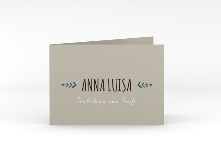 Einladung Taufe Home A6 Klappkarte quer blau