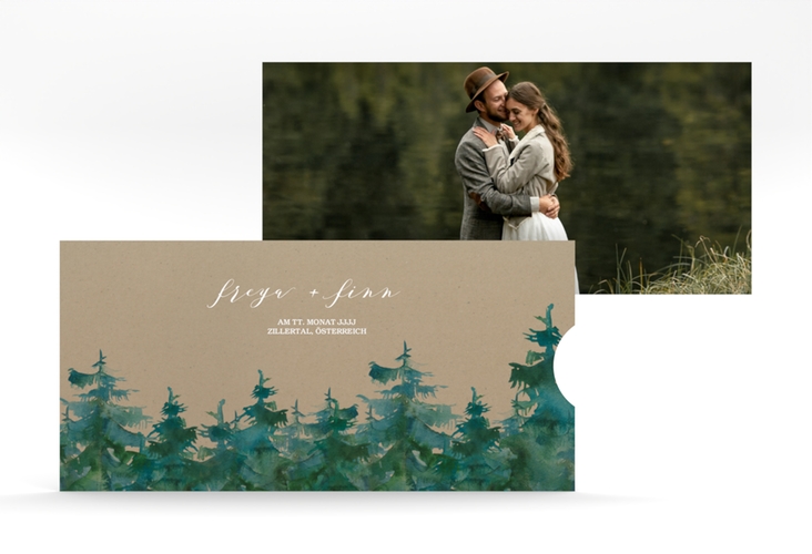 Hochzeitseinladung Evergreen Einsteckkarte Kraftpapier