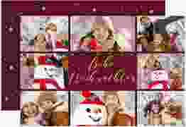 Weihnachtskarte Familienfreude A6 Karte quer rot für Weihnachtsgrüße mit Familienfoto