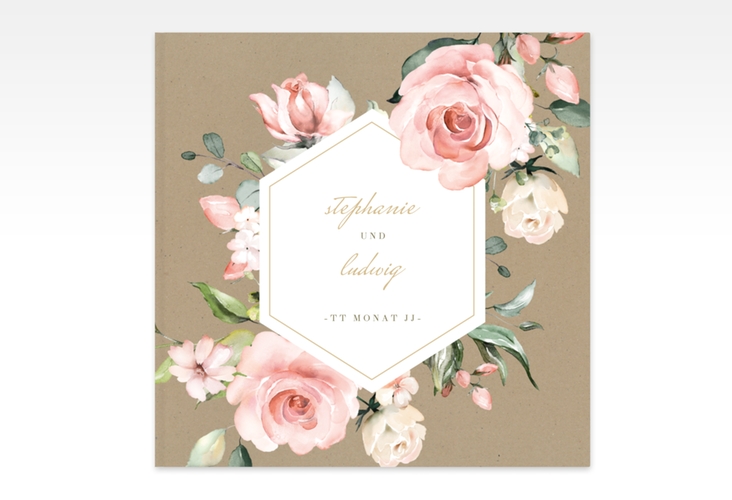 Gästebuch Creation Graceful 20 x 20 cm, Hardcover mit Rosenblüten in Rosa und Weiß