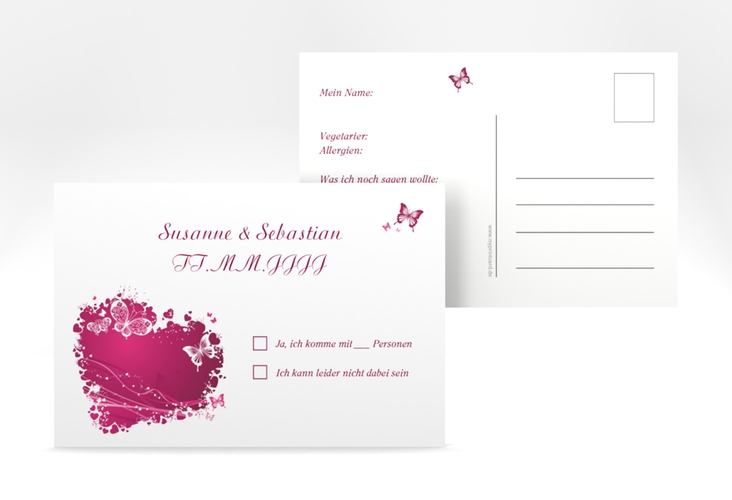 Antwortkarte Hochzeit Mailand A6 Postkarte pink