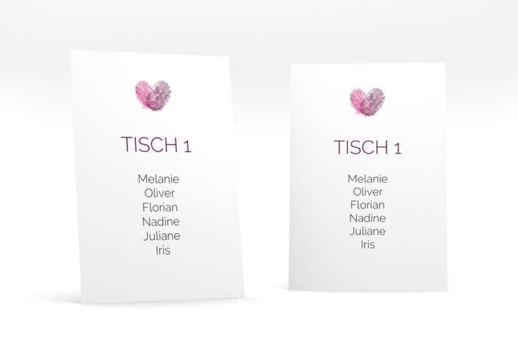 Tischaufsteller Hochzeit Fingerprint Tischaufsteller schlicht mit Fingerabdruck-Motiv