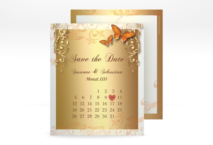 Save the Date-Kalenderblatt Toulouse Kalenderblatt-Karte orange hochglanz