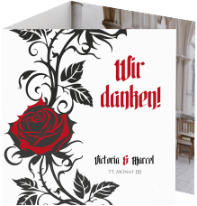 Danksagungskarte Hochzeit Red Rose quadr. Doppel-Klappkarte weiss
