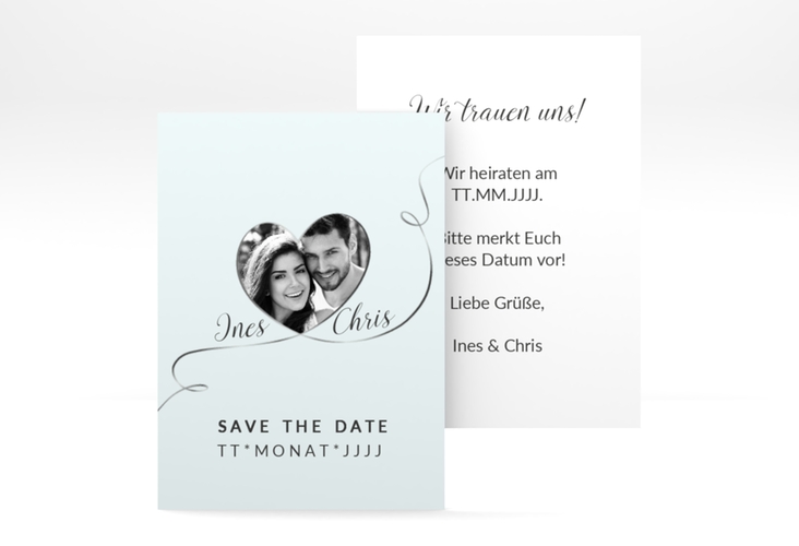 Save the Date-Visitenkarte Dolce Visitenkarte hoch tuerkis hochglanz