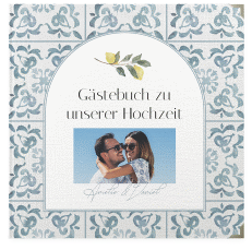 Klick: Details zu Gästebuch Selection Hochzeit "Azulejo" anzeigen Gästebuch Selection Hochzeit Azulejo Leinen-Hardcover blau mit mediterranem Azulejo-Muster und Zitronen