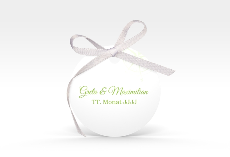 Geschenkanhänger Hochzeit Windrose Geschenkanhänger, rund gruen