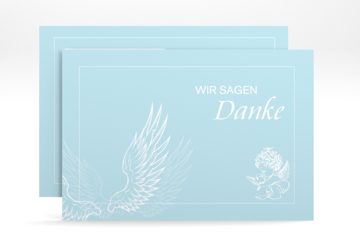 Dankeskarte Taufe Angel A6 Karte quer blau hochglanz