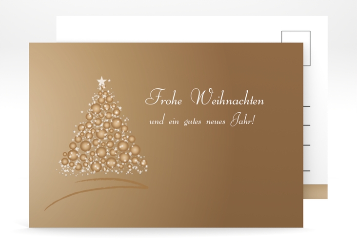 Weihnachtskarte Edel A6 Postkarte braun hochglanz mit Weihnachtsbaum-Motiv