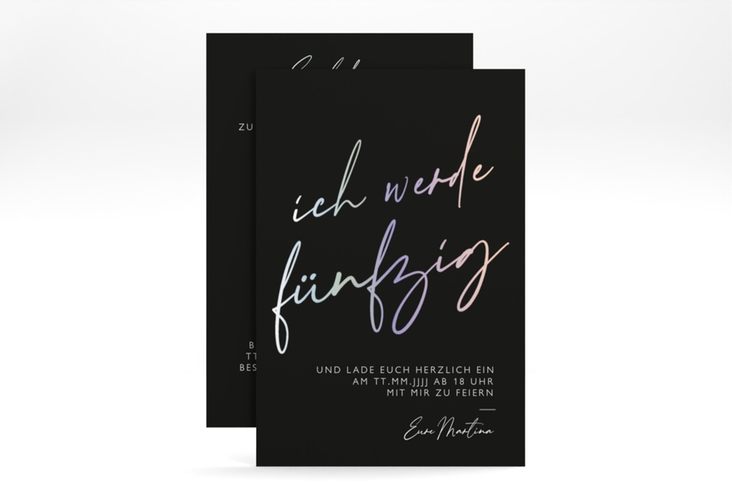 Einladung 50. Geburtstag Pastell Schrift A6 Karte hoch
