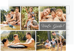 Foto-Postkarte Farbenfroh A6 Postkarte grau mit fünf Fotos