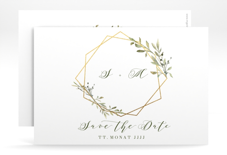 Save the Date-Karte Acacia A6 Karte quer weiss hochglanz