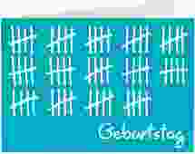 Einladung 70. Geburtstag Strichliste A6 Klappkarte quer blau