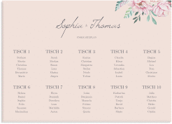 Klick: Details zu Sitzplan Leinwand Hochzeit "Blooming" anzeigen Sitzplan Leinwand Hochzeit Blooming 70 x 50 cm Leinwand rosa