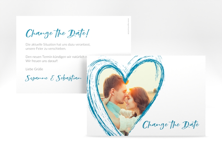 Change the Date-Karte Liebe A6 Karte quer tuerkis