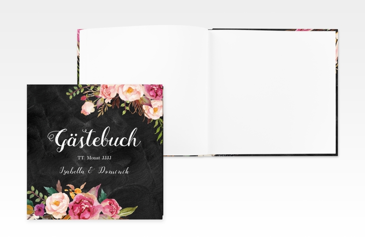 Gästebuch Creation Flowers 20 x 20 cm, Hardcover mit bunten Aquarell-Blumen