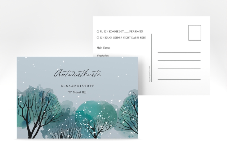 Antwortkarte Hochzeit Winterhochzeit A6 Postkarte hochglanz