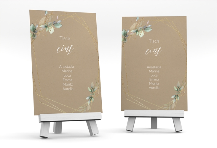 Tischaufsteller Hochzeit Greenish Tischaufsteller Kraftpapier