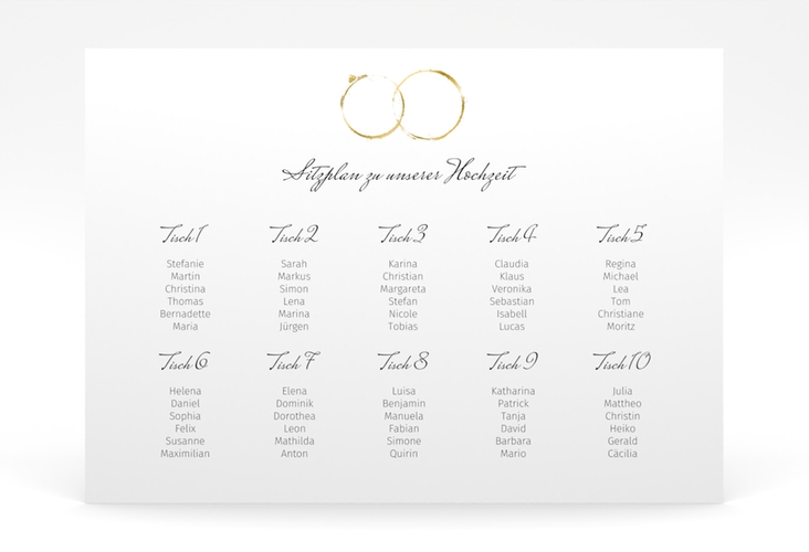 Sitzplan Poster Hochzeit Trauringe 70 x 50 cm Poster minimalistisch gestaltet mit zwei Eheringen