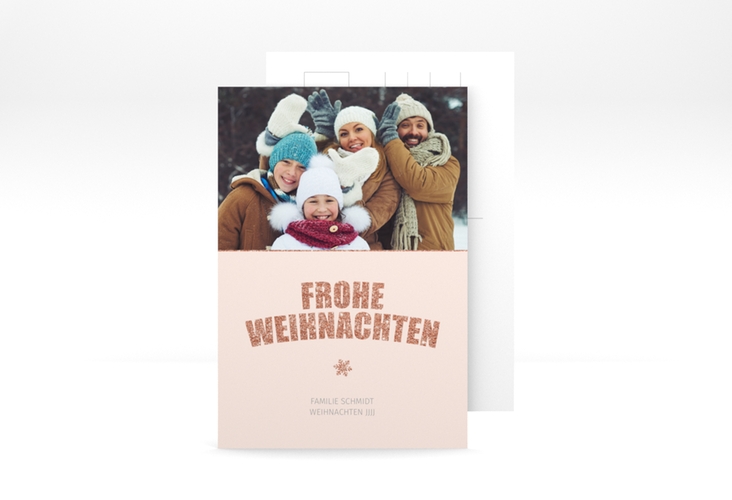 Weihnachtskarte Festtag A6 Postkarte rosa hochglanz zum selbst Gestalten mit Foto