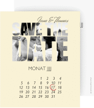 Save the Date-Kalenderblatt Letters Kalenderblatt-Karte beige