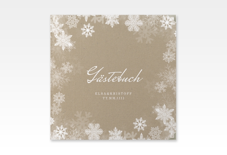 Gästebuch Selection Hochzeit Snowfall Leinen-Hardcover mit Schneeflocken für Winterhochzeit